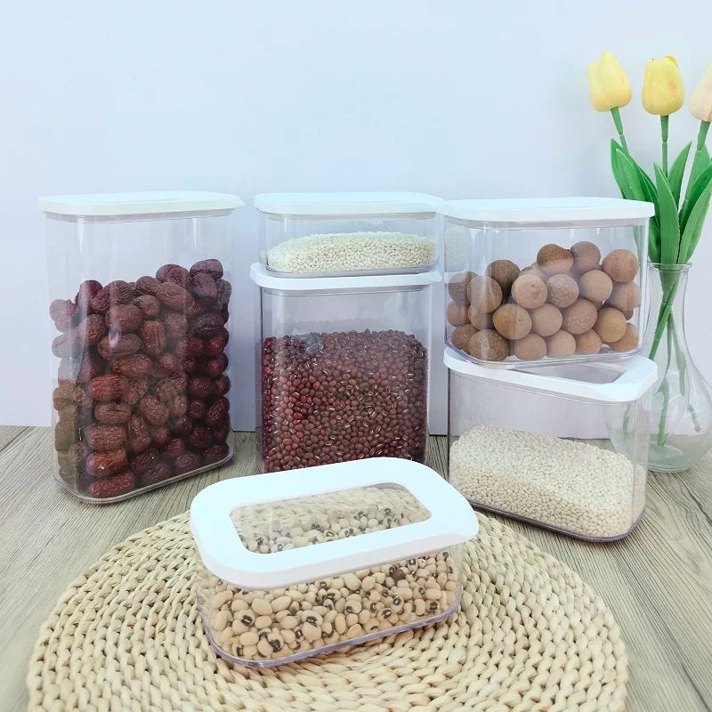 Plastic Sealed Storage Box Transparent Food Container Coffee Bean Organizer Food Storage Cereal Dispenser Kitchen Kitchen Items