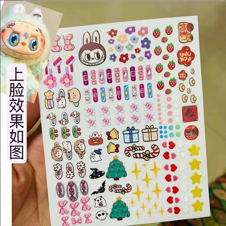 17cm Labubu Color Metal Bracelet Labubu Exquisite Eye Makeup Stickers Eyelash Stickers Vinyl Doll Diy Accessories