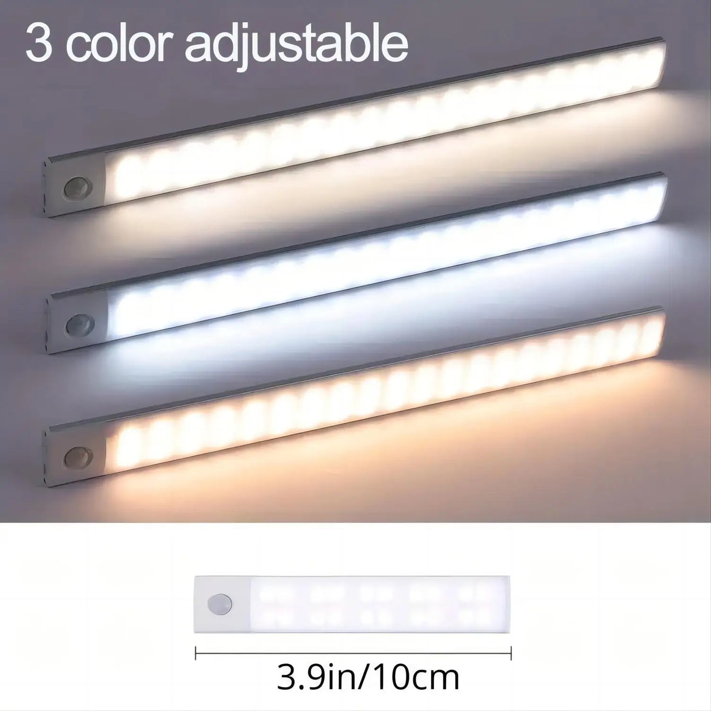 1pc LED Motion Sensor Cabinet Light, USB Rechargeable Night Counter Closet Light, Adjuastable Color,Different Size Available