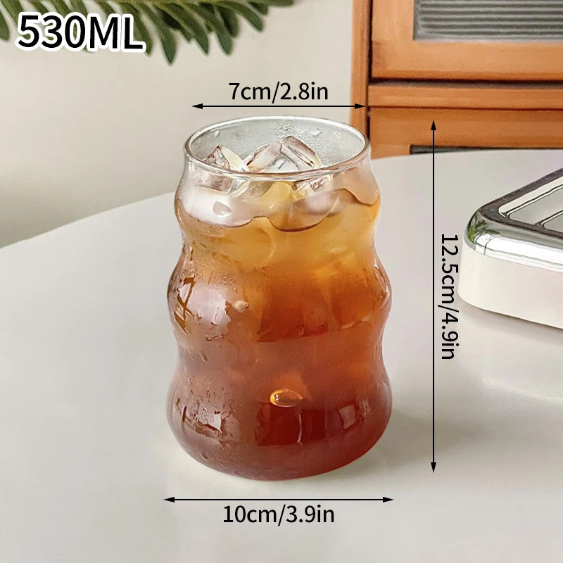 Aesthetic Glass Cup Iced Coffee Mug Drinking Glass Juice Water Bottle Bar Cocktail Glasses Cups Kitchen Drinkware Supplies