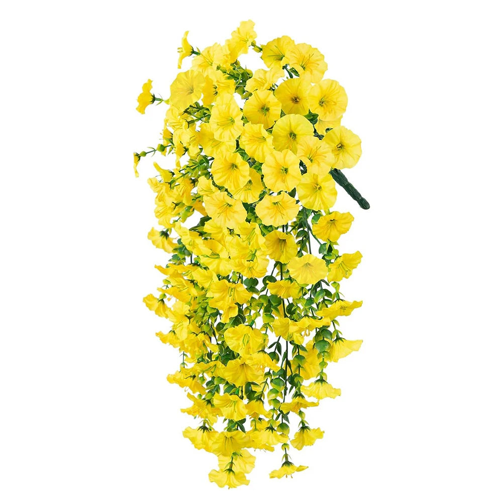 75cm Artificial Flowers Fake Morning Glory Flowers Eucalyptus Leaves Hanging Flowers For Outdoor Party Wedding Garden Decoration