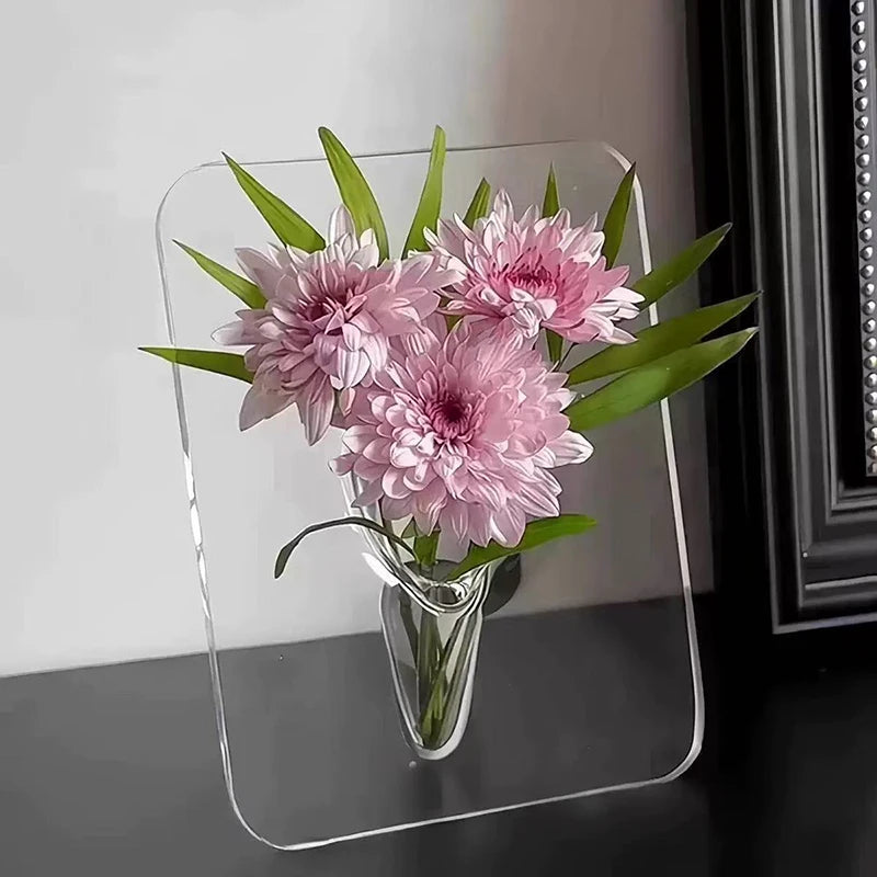Acrylic Butterfly Frame Vase INS Modern Flower Vase Minimalist Clear Butterfly Vase Art Flower Holder Aesthetic Vase Home Decor