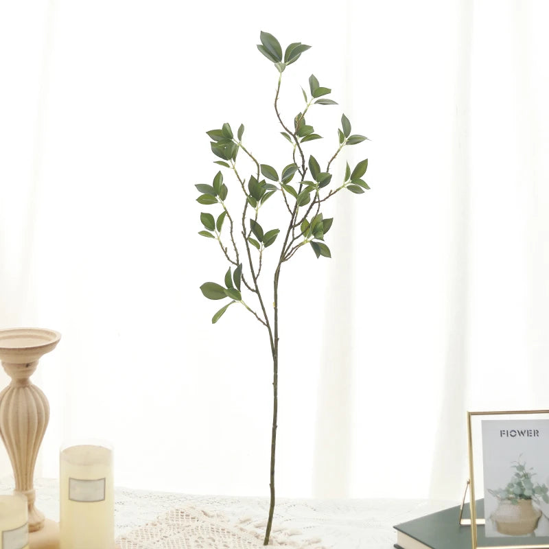 Artificial Long Branch Ficus Green Leaves Tree Branches For Fake Plants Home Wedding Backdrop Party Living Room Decoration Props