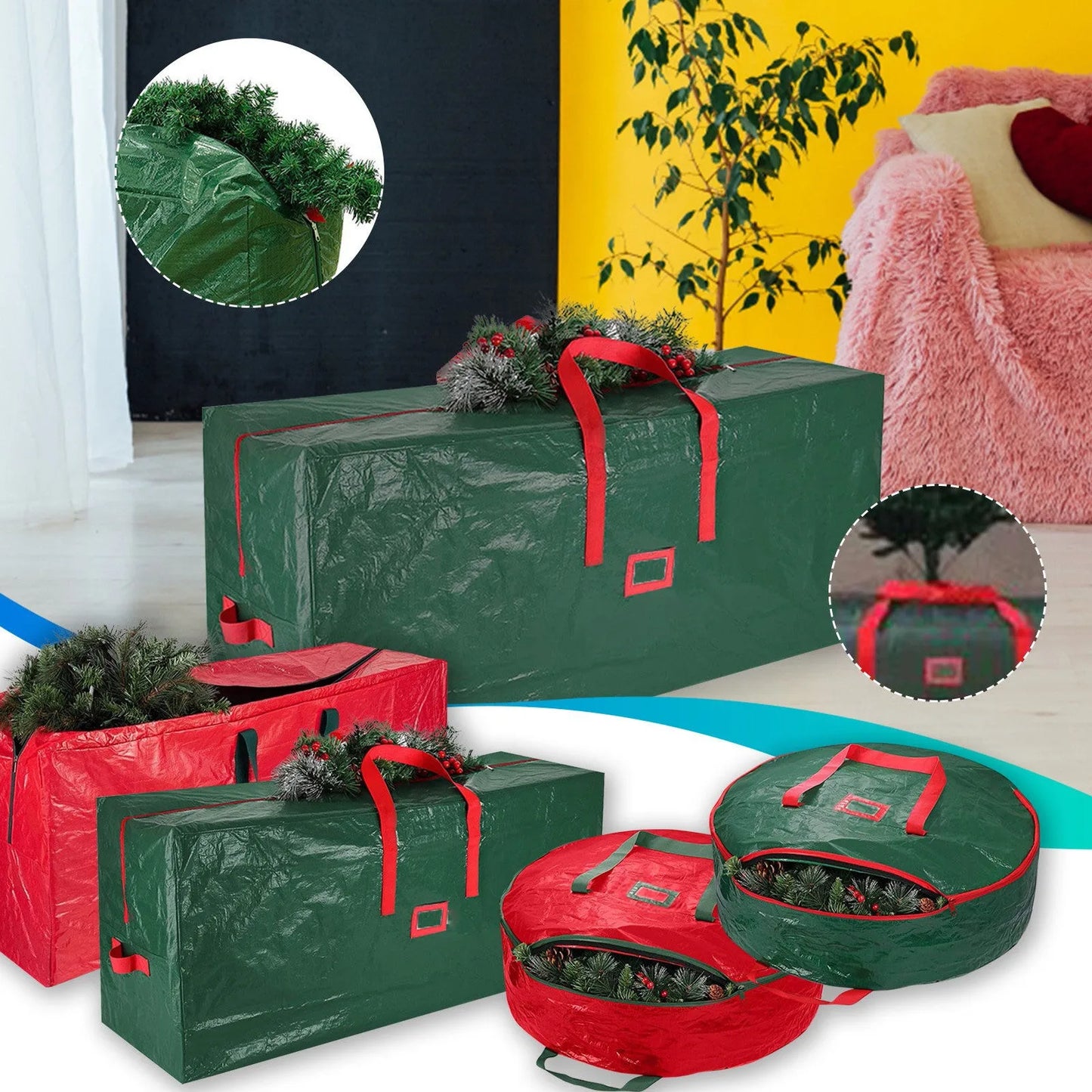 Foldable Christmas Tree Storage Bag Large Capacity Oxford Cloth Bag For Storing Christmas Utenciles Home Storage Bags