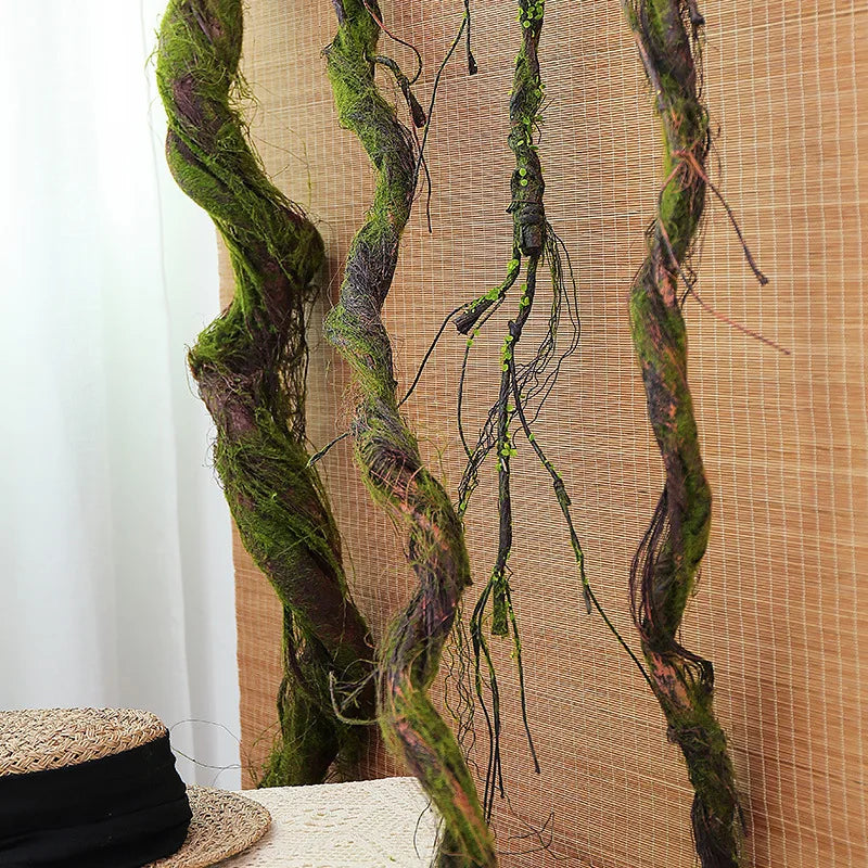 Artificial Wilted Rattan Branches with Moss Fake Ivy Plants for Wall Hanging Gardens Home Indoor Outdoor Desktop Landscaping