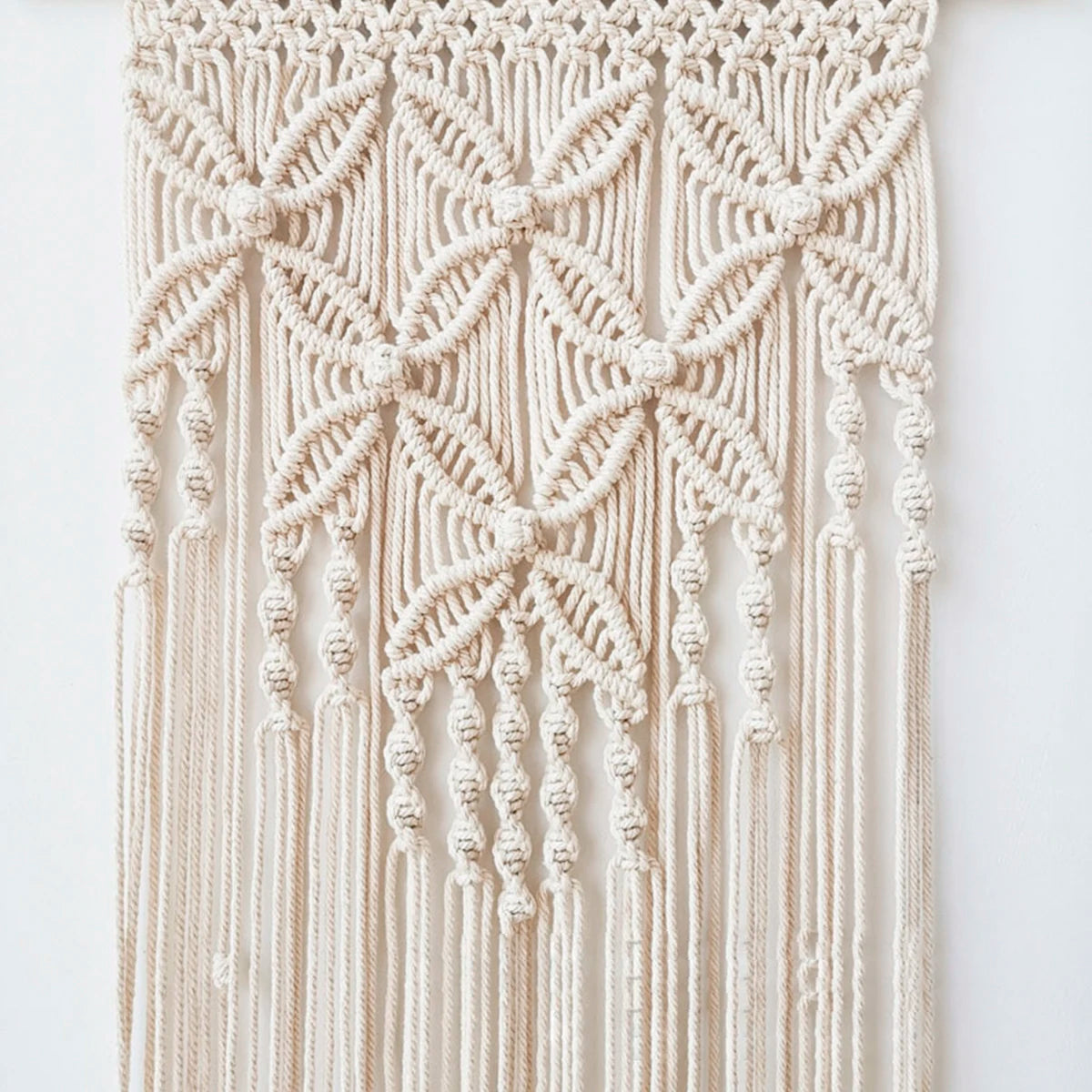 Macrame Wall Hanging Tapestry Handmade Bohemian Ethnic Chic Tapestry Boho Woven Wall Art Décor Beige Tassel Cotton Crochet