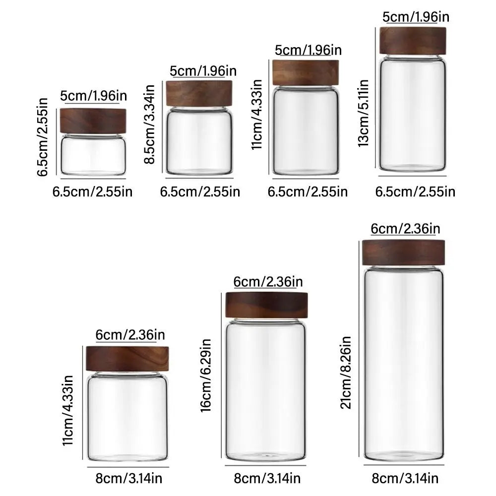 Home&Kitchen Containers Acacia Wood Miscellaneous Grain Storage Tank Split Bottle Sealed Can Storage Pots Spice Jars