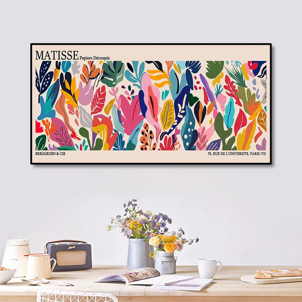 Large Matisse Bauhaus Geometric Leaves Exhibition Poster Abstract Canvas Painting Prints Minimalist Wall Art for Home Decor 1PC