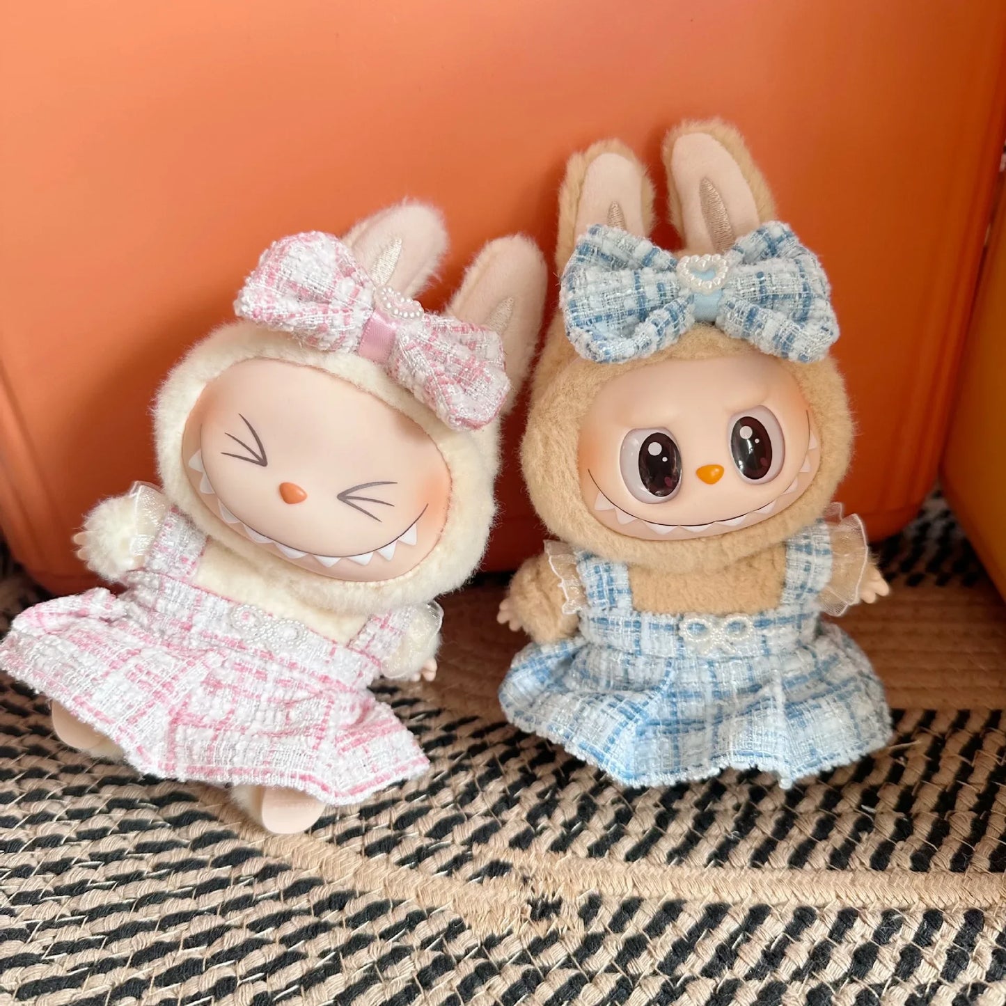17CM Cute Labubu Doll Clothes Outfit Accessories Classic Dress Set for V2 Mini Dolls Clothing Girl Kid Gift Labubu Ropa