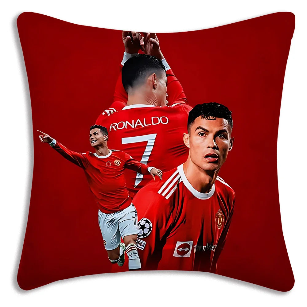 Pillow Covers Cartoon Sofa Decorative Home Double-sided Printing Short Plush Cute Cushion Football Star C Ronaldo Number 7 Cover
