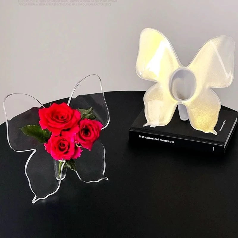 Acrylic Butterfly Frame Vase INS Modern Flower Vase Minimalist Clear Butterfly Vase Art Flower Holder Aesthetic Vase Home Decor