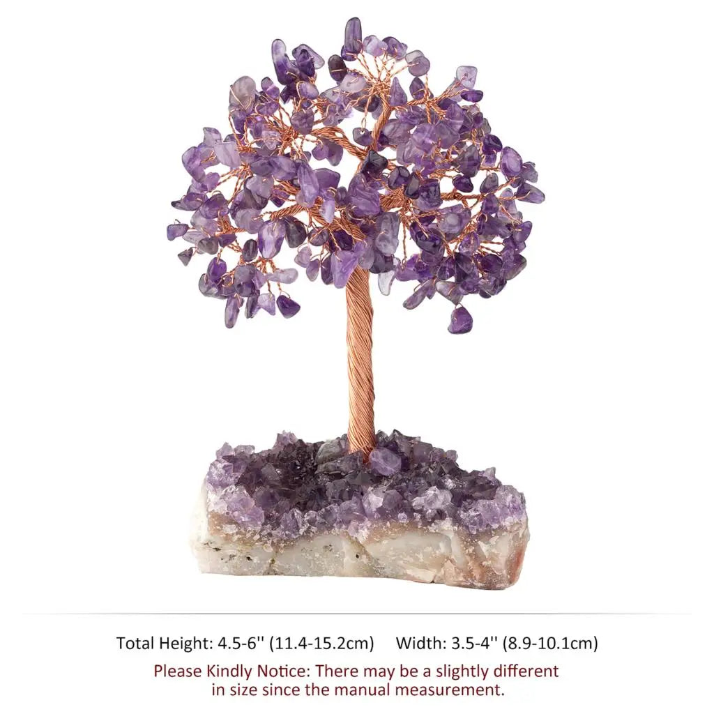Natural Crystal Money Tree With Rough Amethyst Cluster Base For Luck Wealth Fengshui Home Decoration Desktop Ornaments