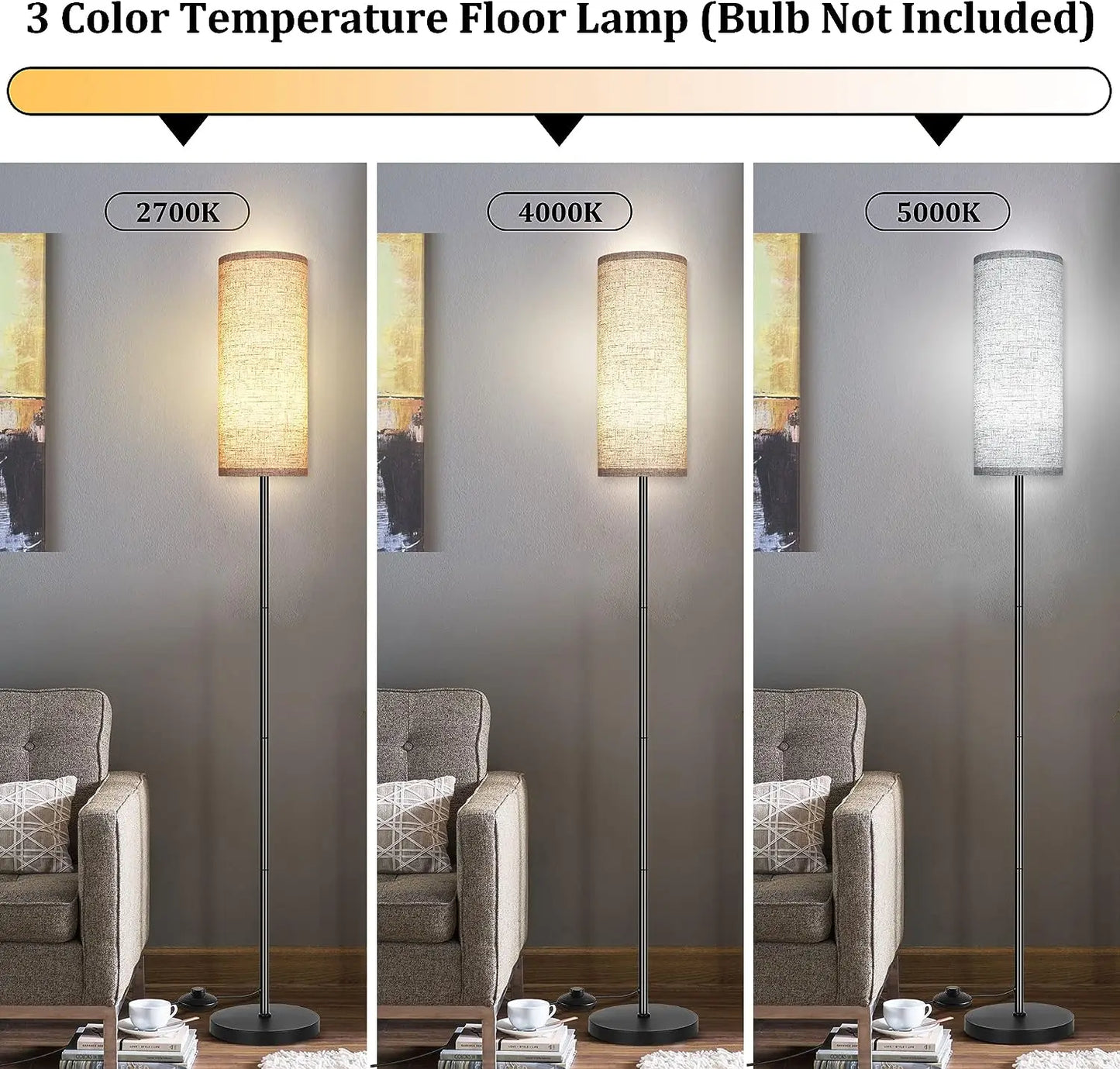 Floor Lamp for Living Room Modern Standing Lamps with Lampshade Lamp with Foot Switch for Living Room Bedroom Kids Room Office