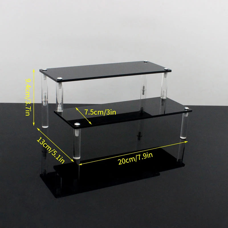 1-3 Tier Acrylic Display Stand Mini Doll Storage Rack Model Figurine Display Stand Transparent Ladder Makeup Organization Shelf