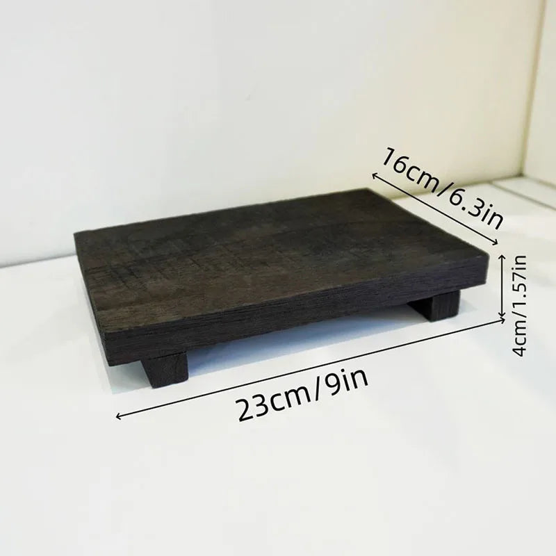 Retro Wooden Bathroom Tray Vanity Hands Soap Scented Candle Storage Holder Kitchen Seasoning Tray Home Decoration For Lr Bth etc