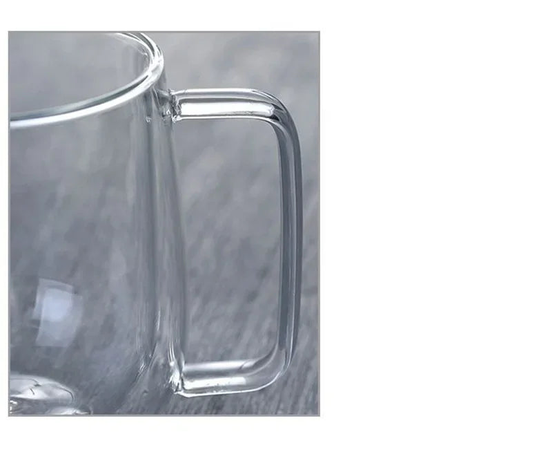 150/250/350ML Glass Cup with Handle Heat Resistant High Borosilicate Double Wall Glass Coffee Milk Beer Cups Kitchen Tools Gift
