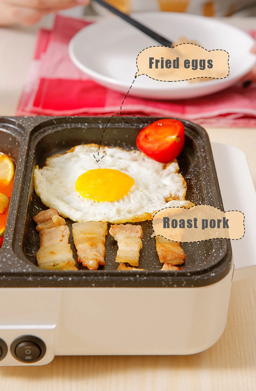 110V/220V 2 IN 1 Electric Hot Pot Cooker BBQ Grill Multicooker Electric Non Stick Plate Barbecue Pan Kitchen Cooking Pot 1200W