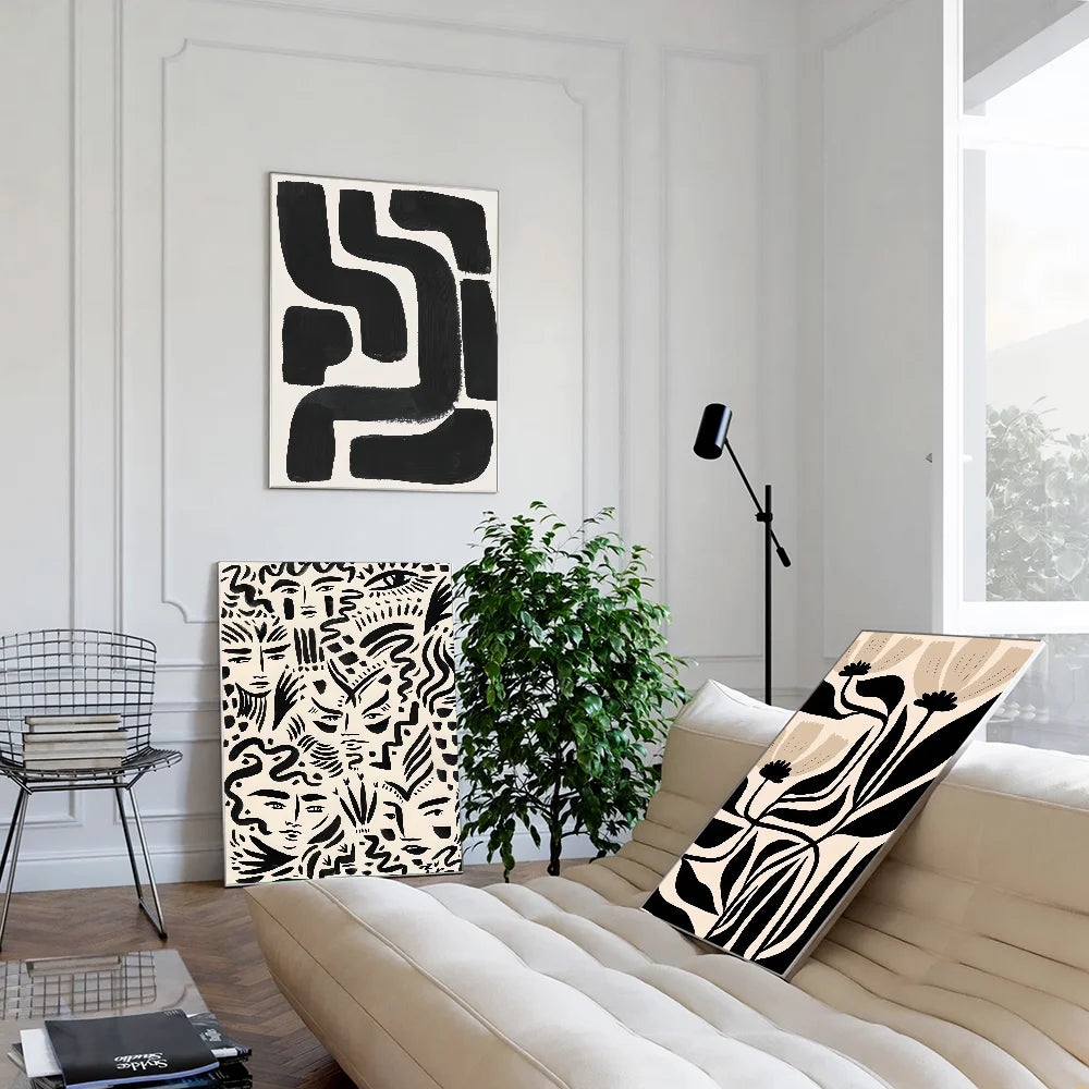 Abstract Minimalist Abstract of Female Body Lines Anime Posters Sticky Decoracion Painting Wall Art White Kraft Paper Wall Decor