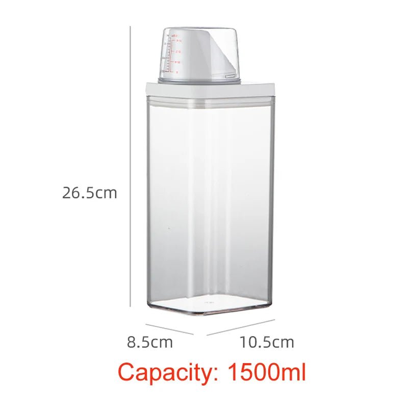 Airtight Food Storage Containers Plastic Organizer Box Cereal Dispenser Grain Storage Tank with Measuring Cup Kitchen Organizer