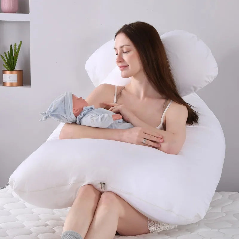 Pillow for Pregnant Women Four Seasons Universal Solid Color U-shaped Cushion Waist Support Nursing Mother Long Body Pillow
