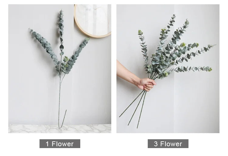 Real touch artificial eucalyptus branch leaf plants long leaf fake plants home decor dried artificial flowers wedding decoration