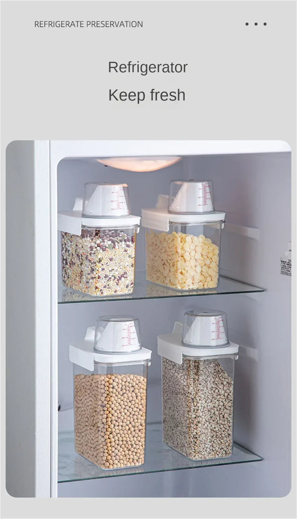 Food Storage Containers with Measuring Cup Moisture-proof Powder Cereal Storage Tank Detergent Plastic Airtight Kitchen Items