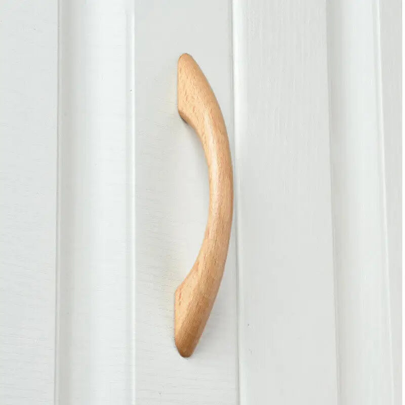 Wooden Cabinet Pulls Handles Furniture Handle Beech Wood Kitchen Knobs Wardrobe Pulls Long Handle Drawers Dresser Door Handles