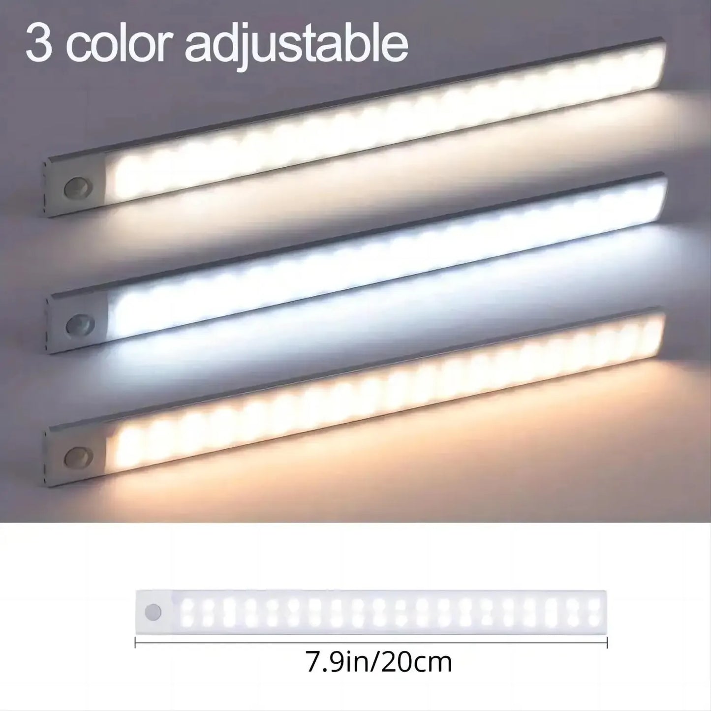 1pc LED Motion Sensor Cabinet Light, USB Rechargeable Night Counter Closet Light, Adjuastable Color,Different Size Available