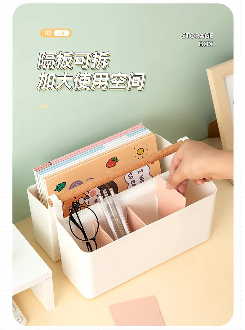 Portable Desktop Pen Holder Large Capacity Cute Marker Pen Stationery Storage Box Creative Pencil Holder Desktop Organizer