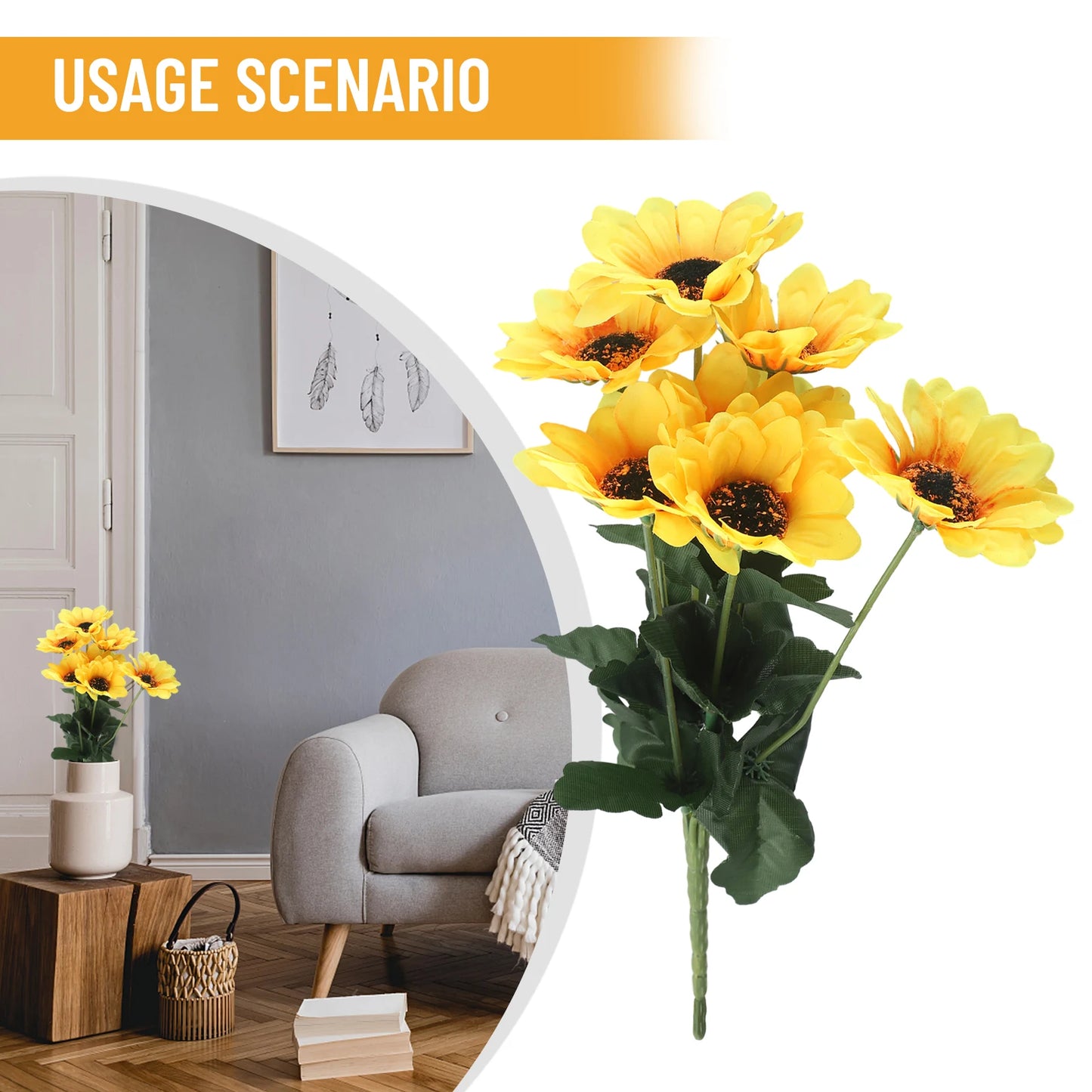 7 Heads Artificial Sunflower Bouquet Silk Fake Flower DIY Wedding Home Party Festival Decor Gift Centerpieces Living Room Supply