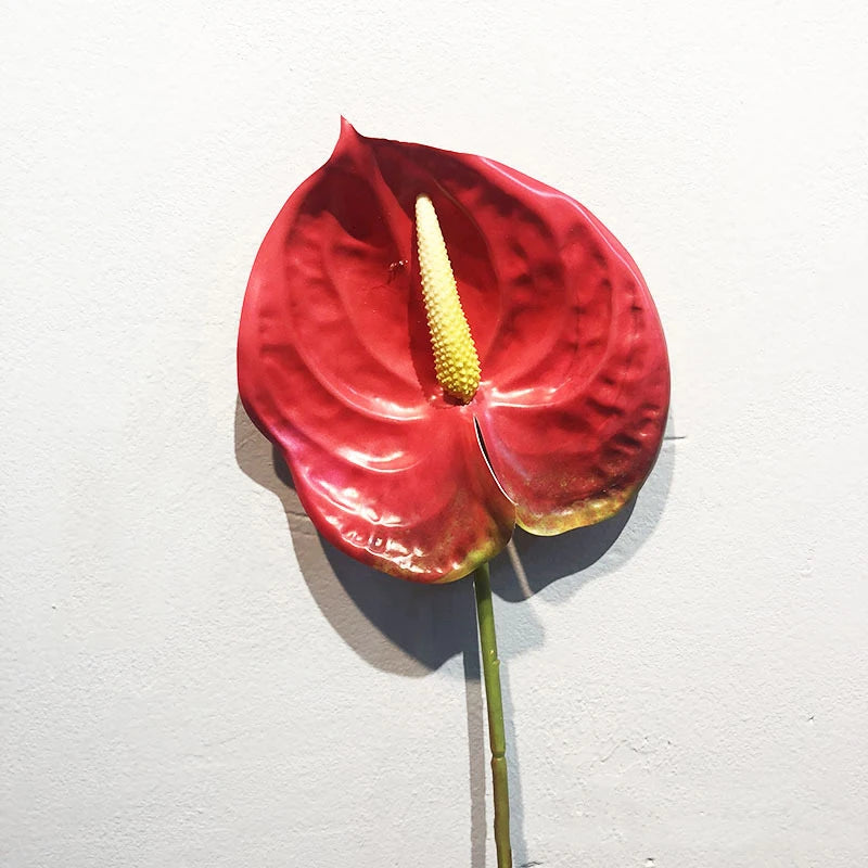 1Pcs Artificial Plants 57cm Real Touch Anthurium Fake Flowers Simulation Anthurium Artificial Flowers Wedding Home Decor