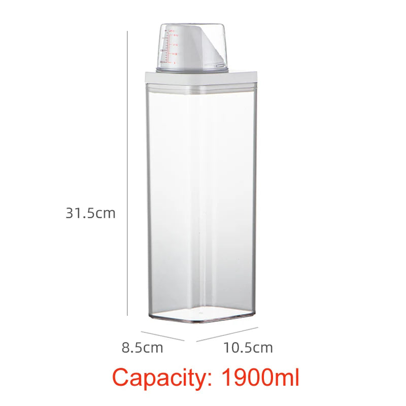 Airtight Food Storage Containers Plastic Organizer Box Cereal Dispenser Grain Storage Tank with Measuring Cup Kitchen Organizer