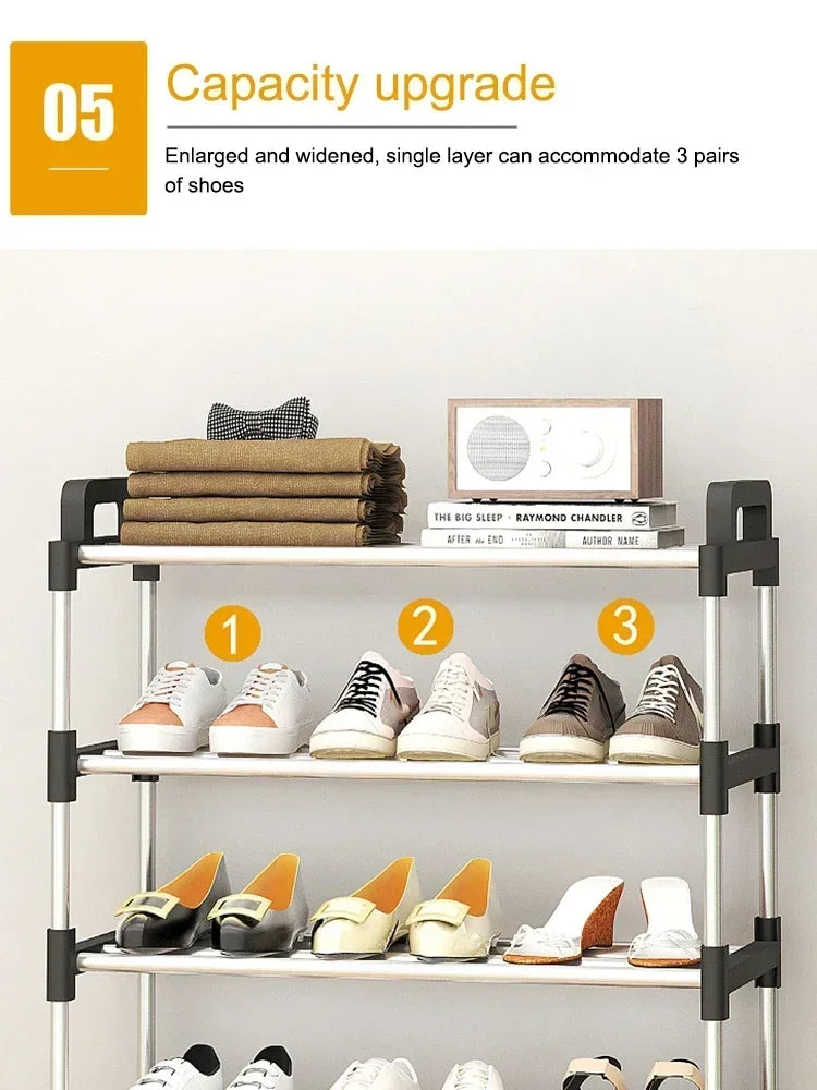 3-8Floor Simple Shoe Rack Multi Layer Dustproof Household Doorstep Shoe Cabinet Storage Space Saving Assembly Of Small Shoe Rack
