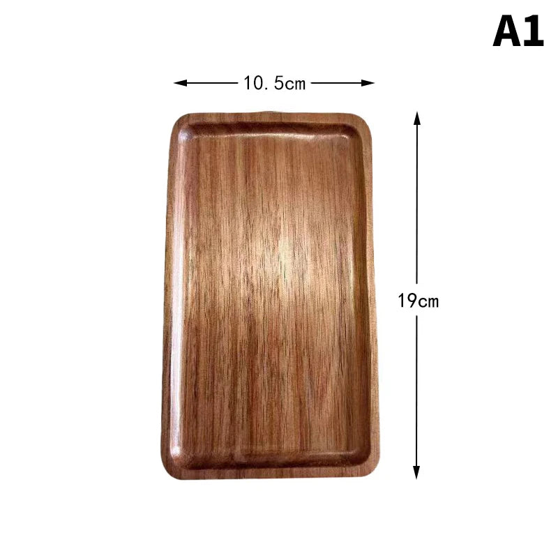 Solid Wood Round Dessert Plate Japanese-style Wooden Coffee Wooden Tray Snack Dried Fruit Plate Oval Tea Tray Kitchen Supplies