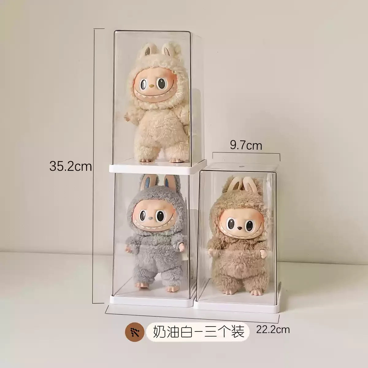 Labubu Acrylic Storage Box Large Capacity Transparent Rectangle Doll Display Cabinet Dustproof Home Desktop Toy Organizer