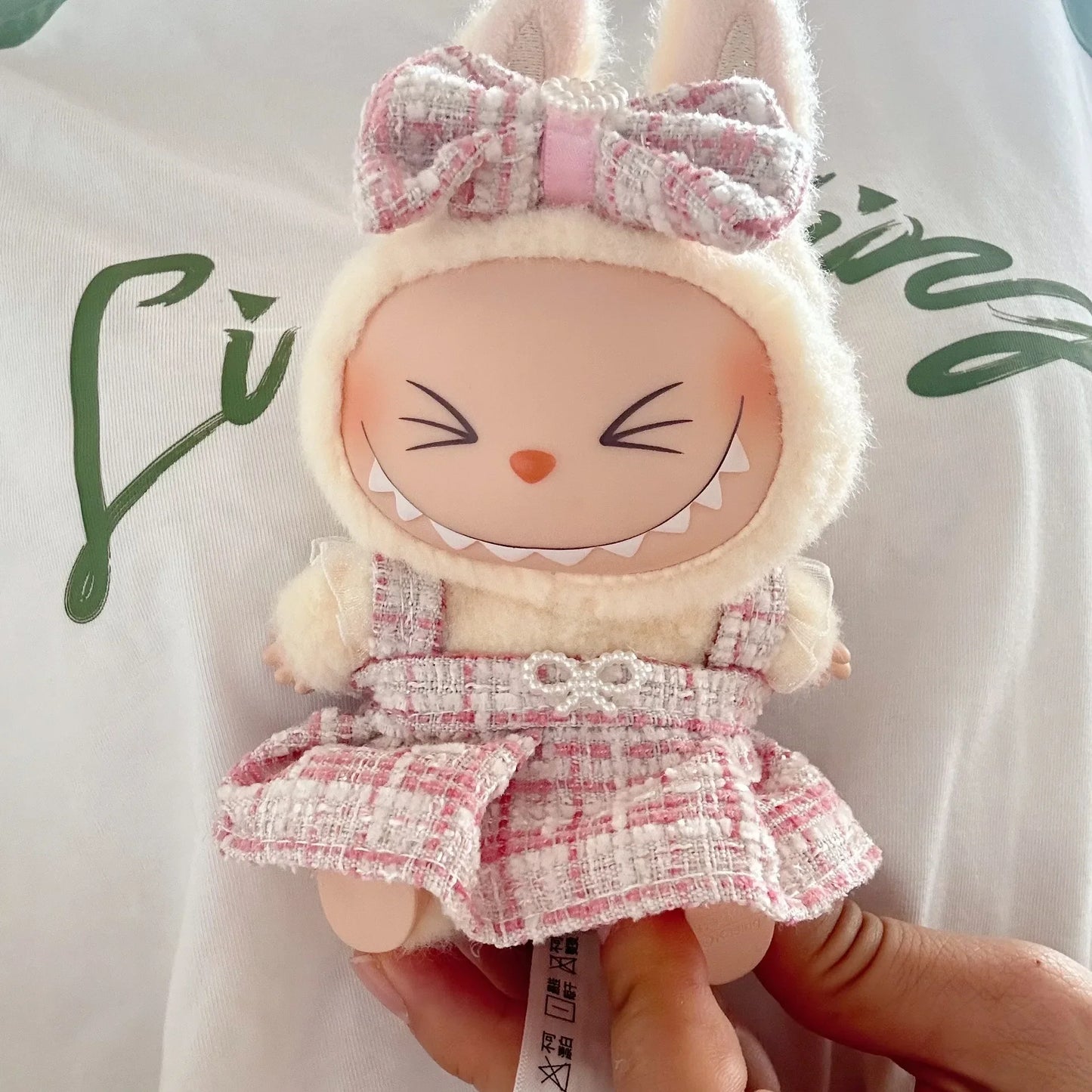 17CM Cute Labubu Doll Clothes Outfit Accessories Classic Dress Set for V2 Mini Dolls Clothing Girl Kid Gift Labubu Ropa