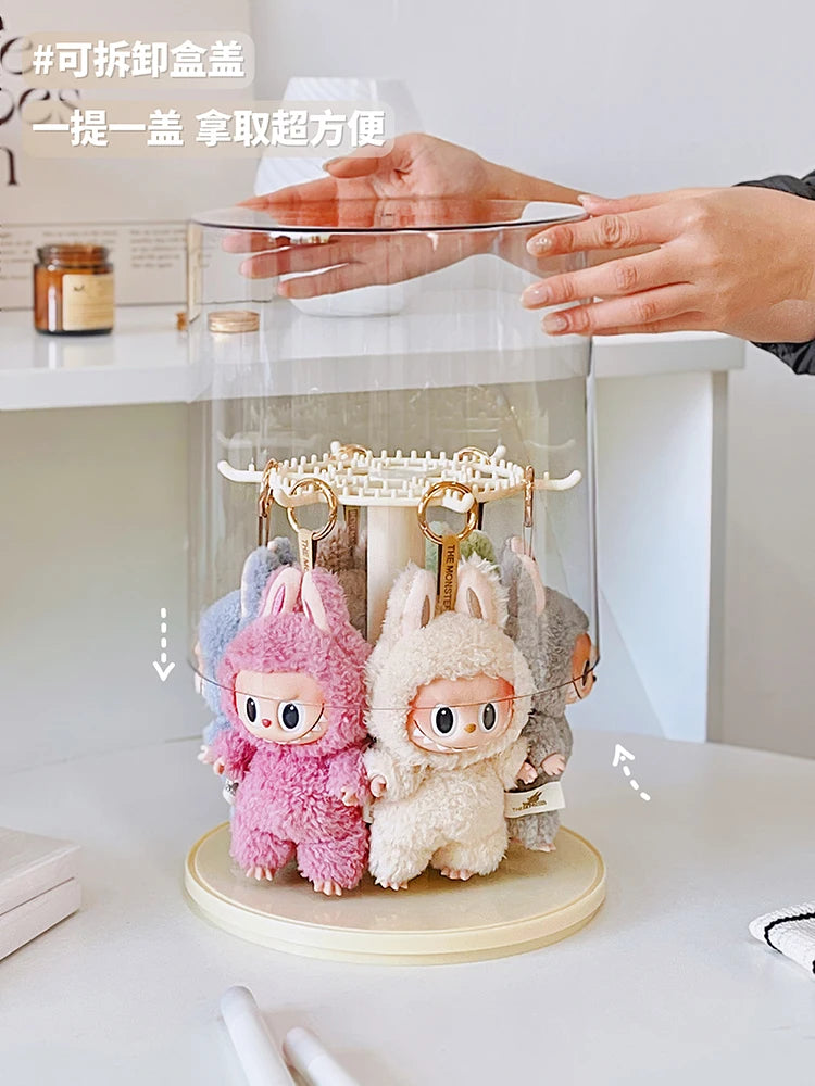Labubu Pendant Display Box Rotating Transparent Labubu Doll Handmade Blind Box Storage Display Rack Decoration In Stock