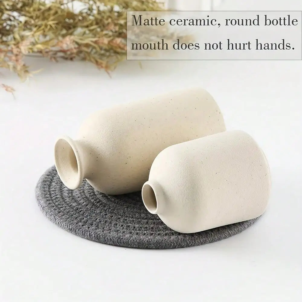 3pcs Bohemian Ceramic Vase Set, Modern Bohemian Farmhouse Home Decoration Vase, Living Room, Bookshelf, Dining Table Decoration
