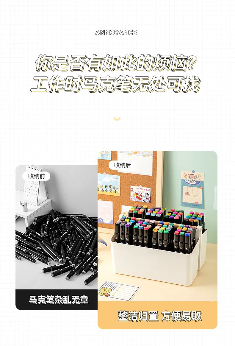 Portable Desktop Pen Holder Large Capacity Cute Marker Pen Stationery Storage Box Creative Pencil Holder Desktop Organizer