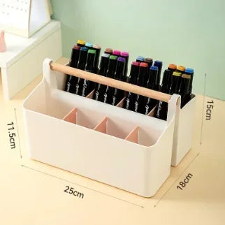 Portable Desktop Pen Holder Large Capacity Cute Marker Pen Stationery Storage Box Creative Pencil Holder Desktop Organizer