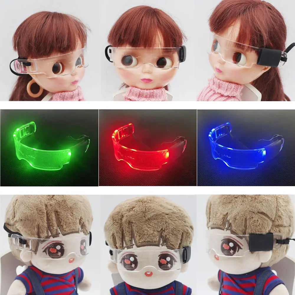 Labubu LED Punk Glasses Labubu Doll 3-color Luminous Glasses Cool Night Light Future Technology Glasses Mini Edition for cloth