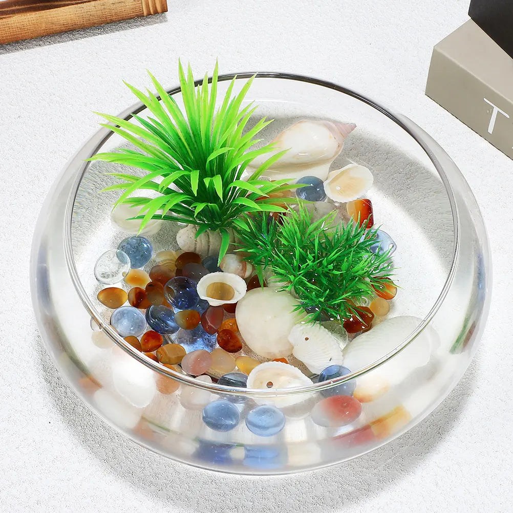 Flower Glass Vase Bowl Clear Wide Mouth Round Terrarium Succulent Planter Hydroponic Container Fish Bowl Home Landscape Decor