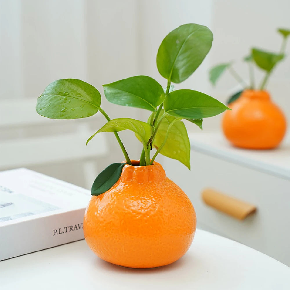 Ceramic Vase, Orange Vase for Home Decor,Decorative Vase Fruit Shape Vase Tabletop Decorative Vase Table Centerpieces Decoratio