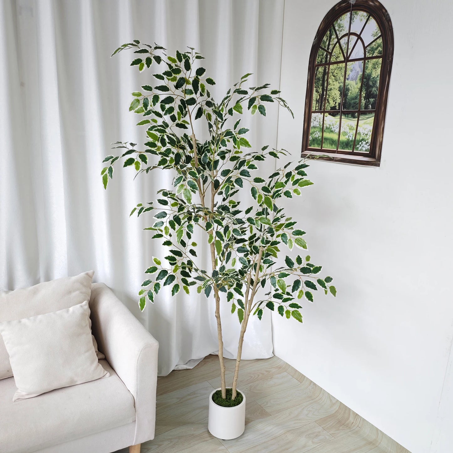 150-170cm New Artificial Ficus Plant Potted indoor outdoor Fake Plant for Home garden Room Balcony shops festival Decor With pot