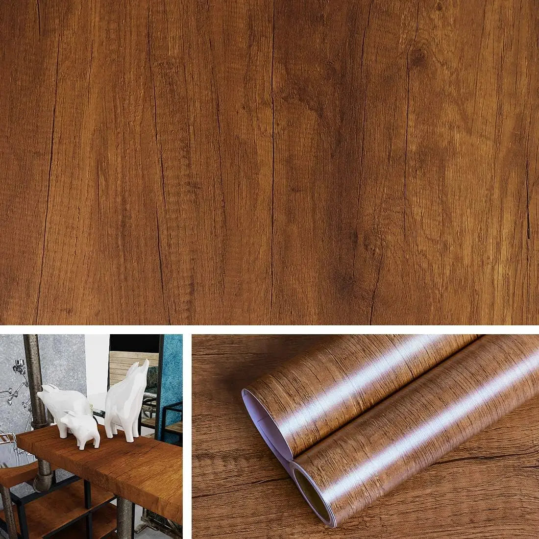 PVC Waterproof Self Adhesive Wallpaper Wall in Rolls Furniture Cabinets Vinyl Decorative Film Wood Grain Stickers For Home Decor