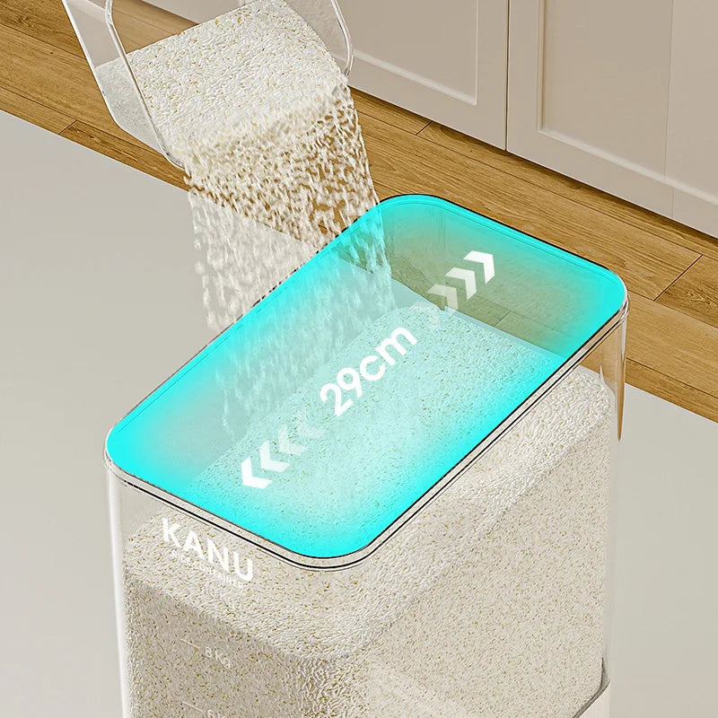 High end pressed rice bucket, insect proof, moisture-proof, sealed, household food grade rice box, flour storage rice jar