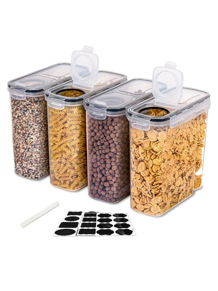 4L Airtight Cereal Storage Container Moistureproof Insect Proof Rice Bucket Food Storage Box Plastic Transparent Sealed Tank