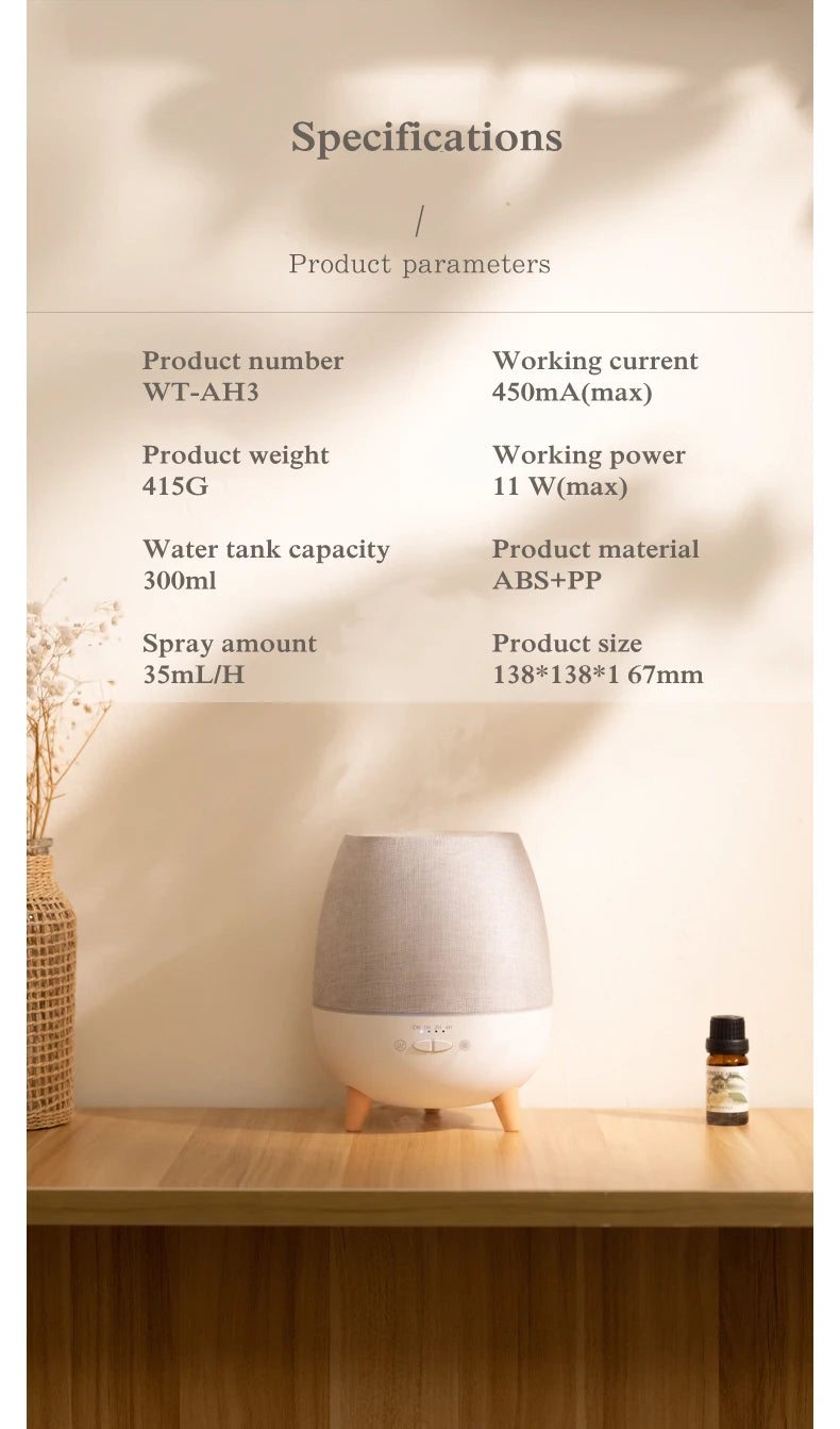 Electric Aroma Air Diffuser 300ml Aromatherapy Essential Oil Diffuser Remote Control Ultrasonic Mist Humidifier with Night Light