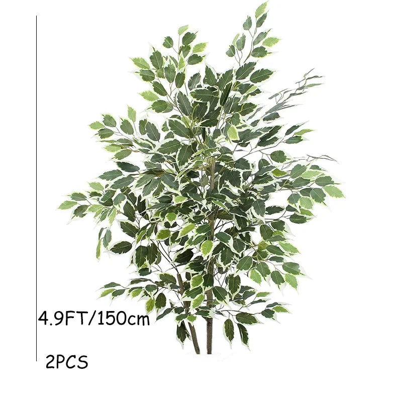 3-6Ft Large Artificia Ficus Tree Fake Plants Plastic Palm Tree Real Touch Banyan Leaves for Home Garden Shop Office Decor