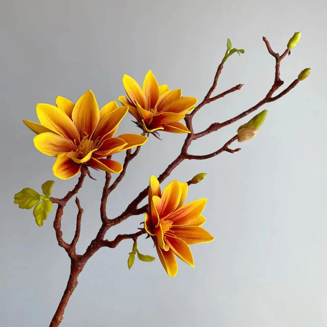 Realistic Artificial Magnolia Flower Stem Faux Gradient Lotus Flower Branch For Wedding Party Home Table Decor Room Fake Flower